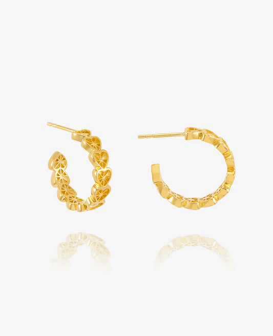 Love Story Heart Huggies Hoop Earrings