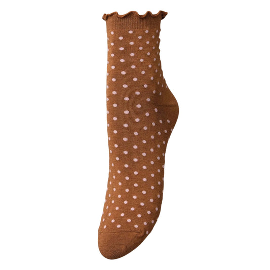 Dotted Frilla Short Sock: Mocha