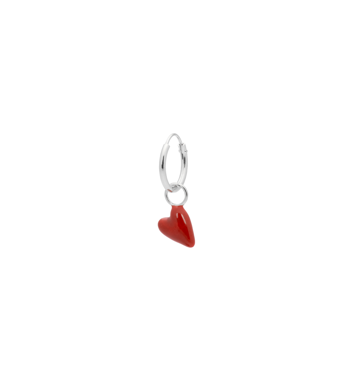 Single Heart Beat Ring Earring - Silver