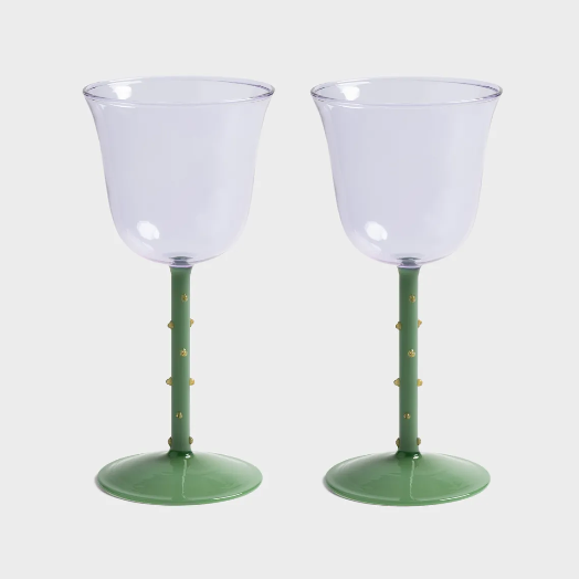 Wine Glass Dot Purple Set Of 2