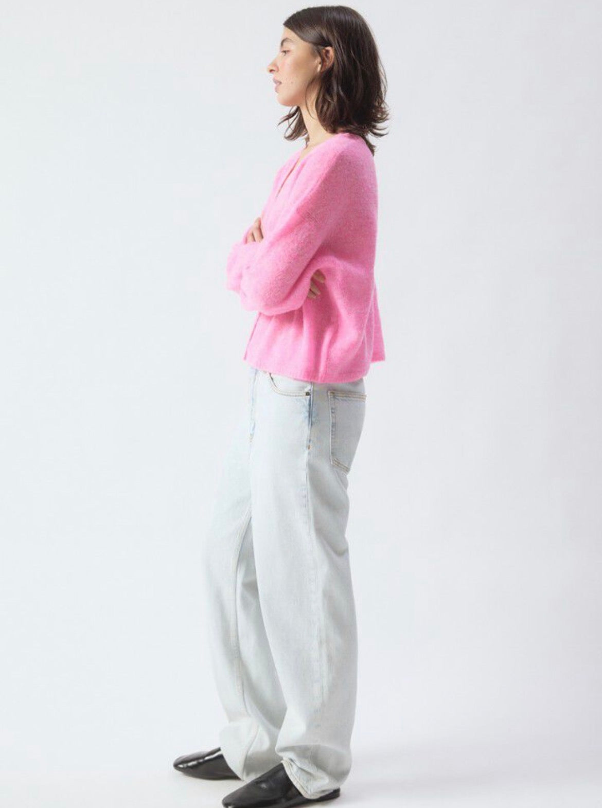 Nuggy V-Neck Cardigan- Fluro Petunia Melange