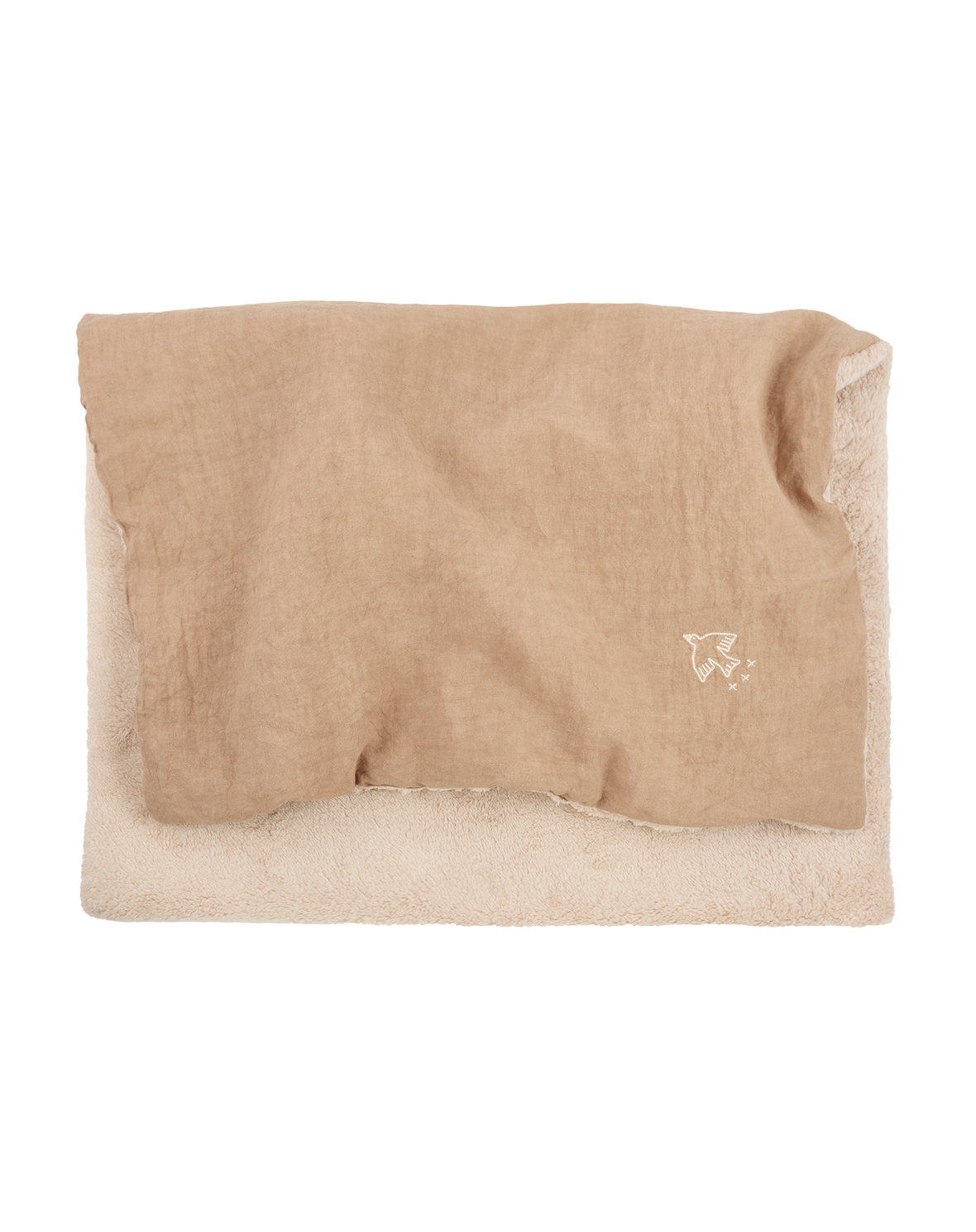 Linen Embroidered Winter Blanket - Sesame