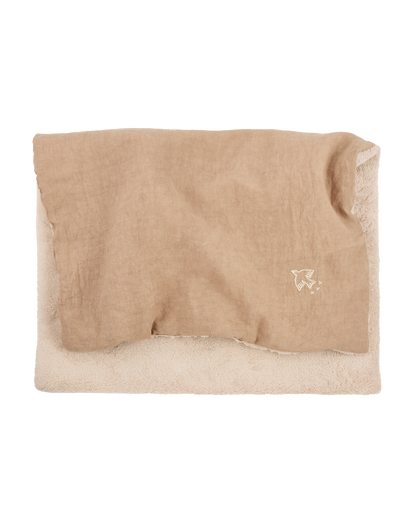 Linen Embroidered Winter Blanket - Sesame