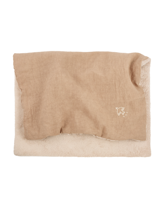 Linen Embroidered Winter Blanket - Sesame