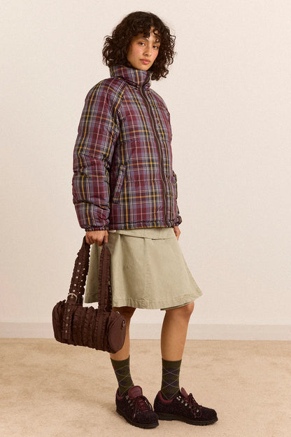Reversible Opal Puffer - Plum Check