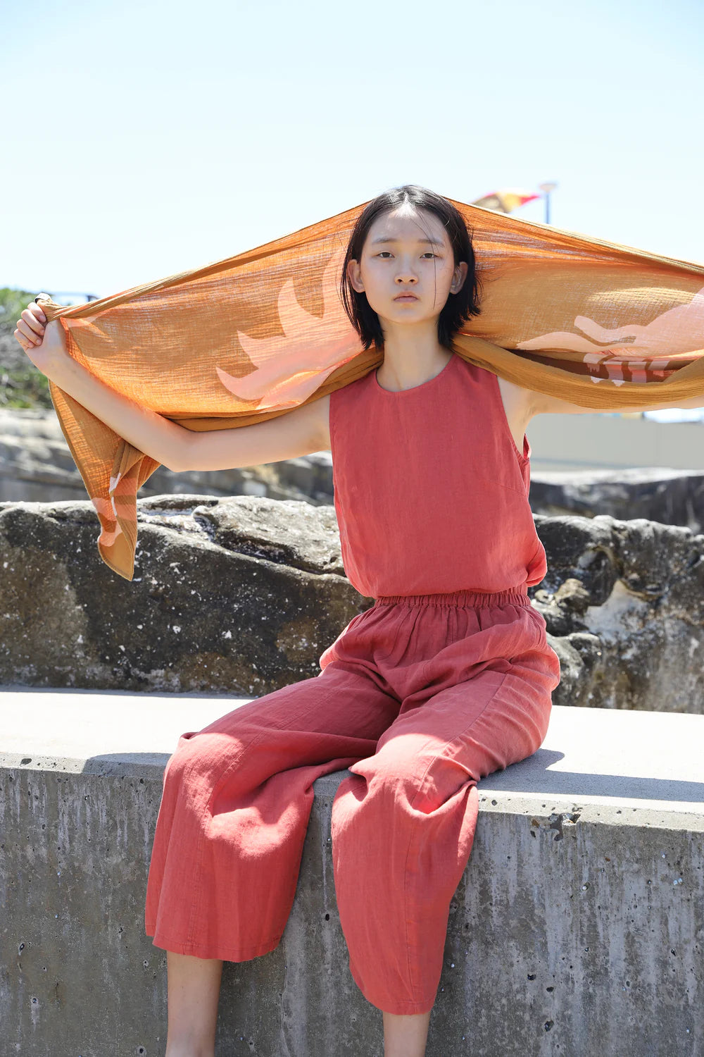 Basic Linen Trousers - Paprika