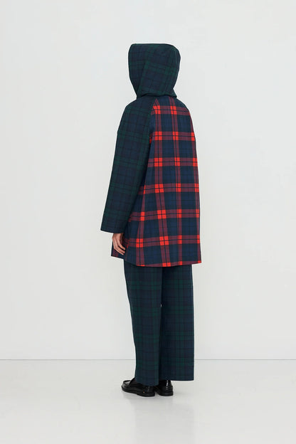 Check Hood Trench Coat