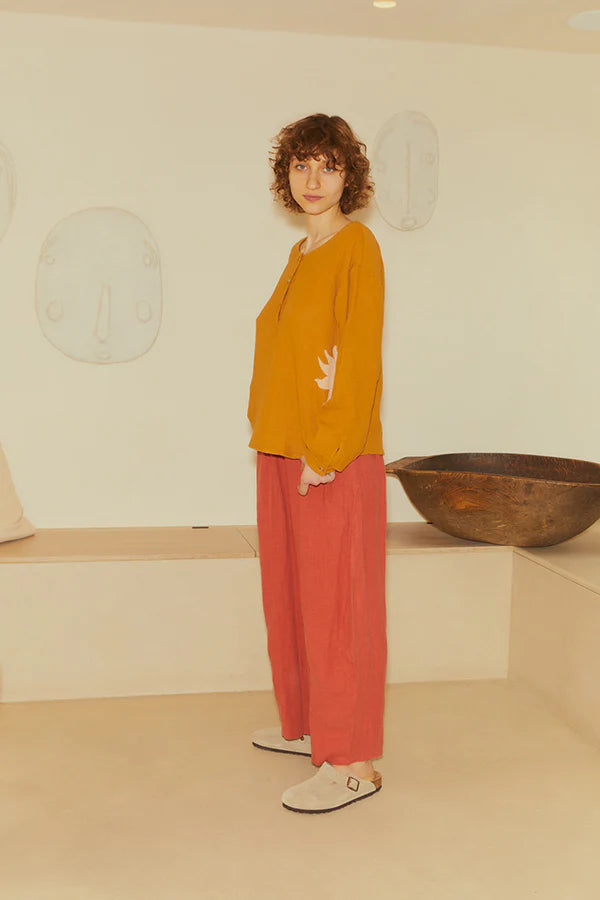 Basic Linen Trousers - Paprika