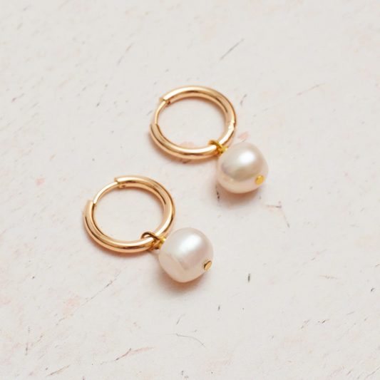 Chunky Huggie Pearl Earrings