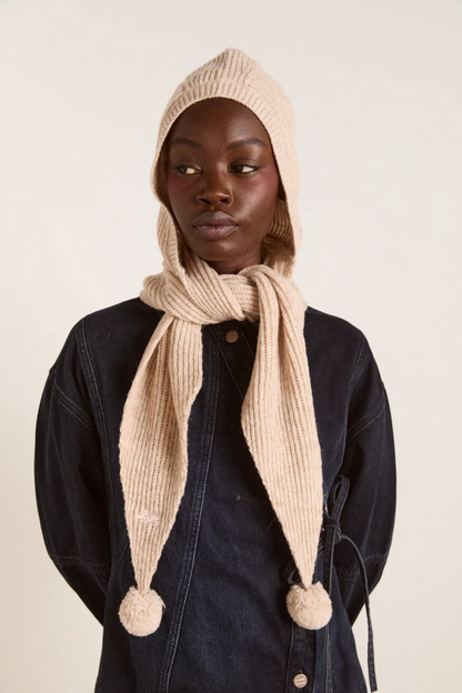 Tie Front Hood - Oatmeal
