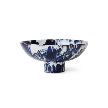 Ceramic Bowl On Base - Indigo