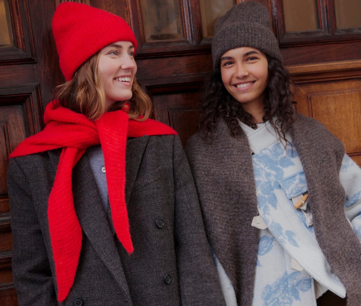 Alpaca Wool Triangle Scarf - Salsa Red