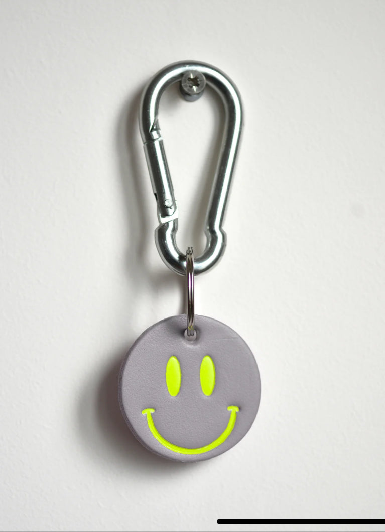 Smiley Leather Key Ring - Lilac