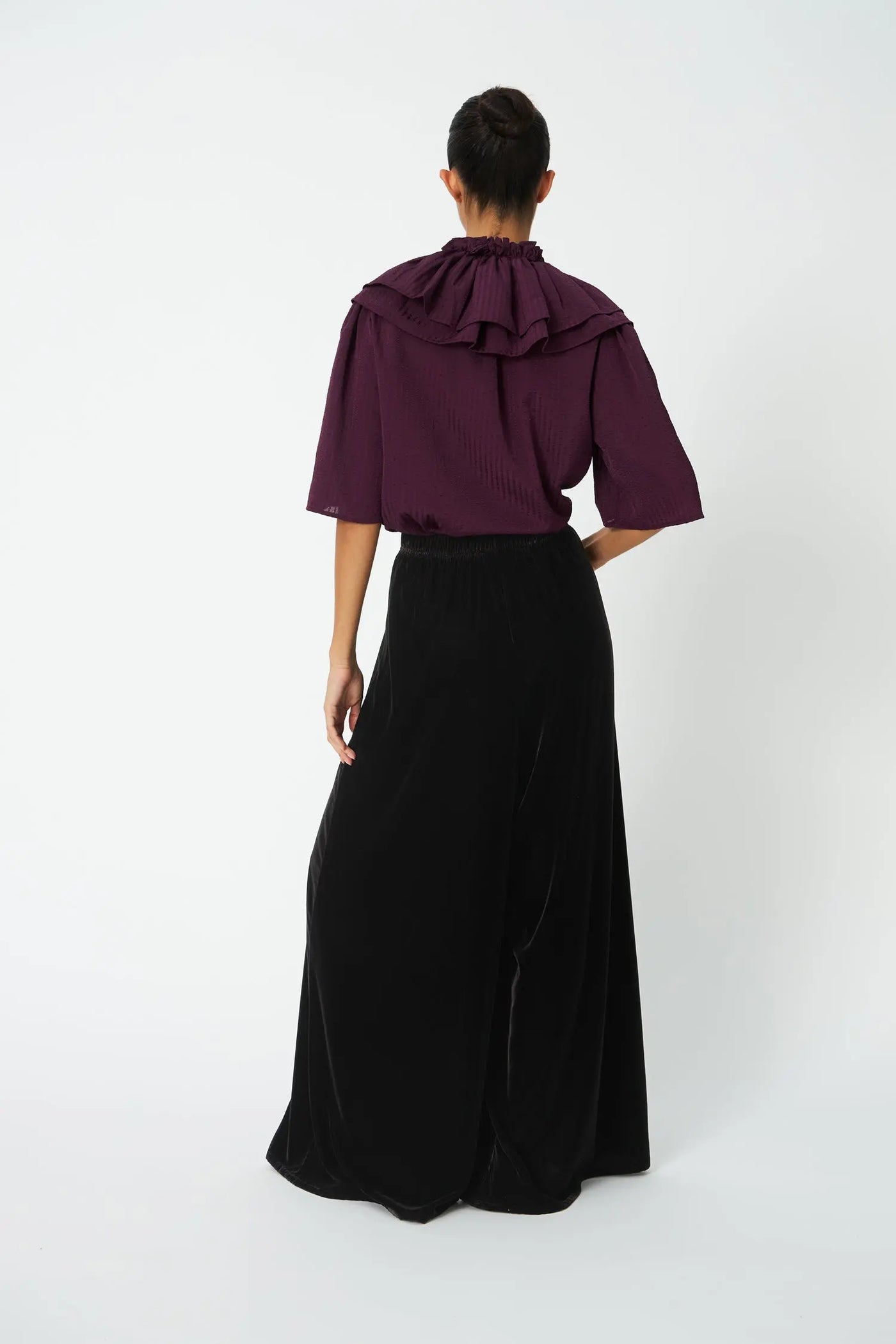 Stella Nova Velvet Volume Pants - Dark Brown