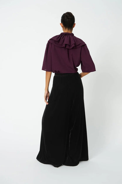Stella Nova Velvet Volume Pants - Dark Brown