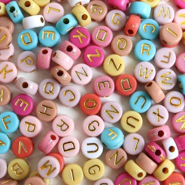 Letter Bead Jar - Warm Colours