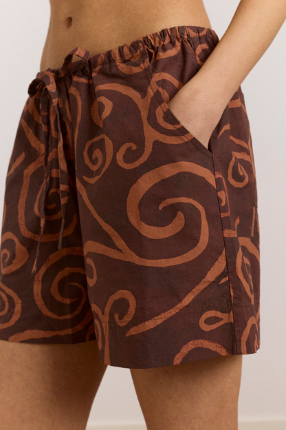 Afina Pull On Shorts - Swirl Print