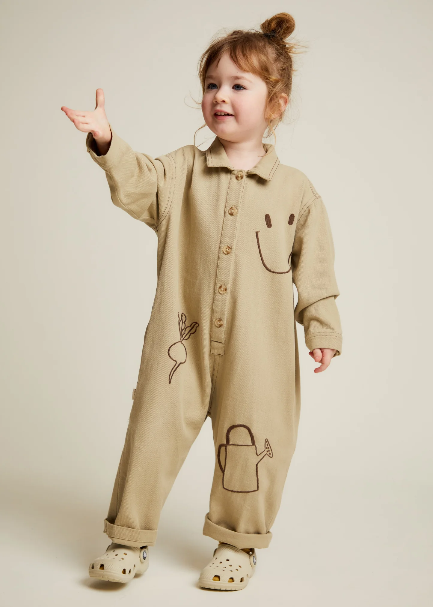 Quinn Olive Allotment Embroidered Overalls
