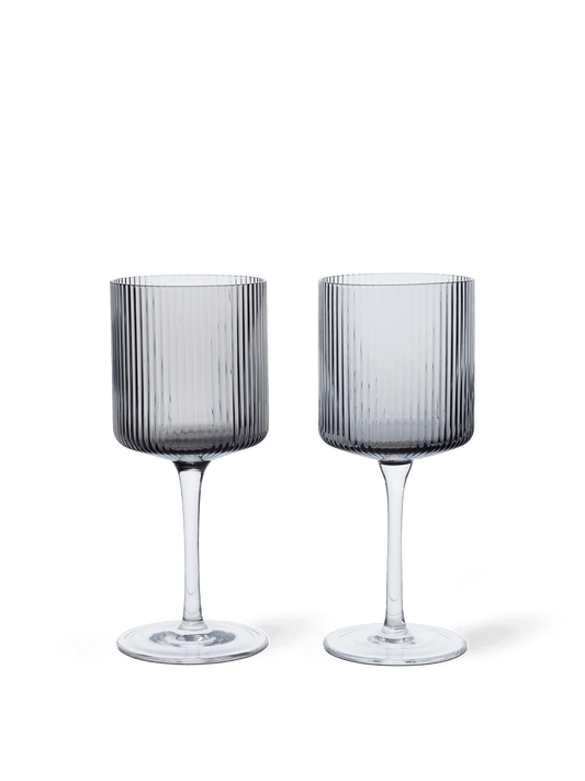 Ripple White Wine Glasses - Set Of 2 Smoked Grey