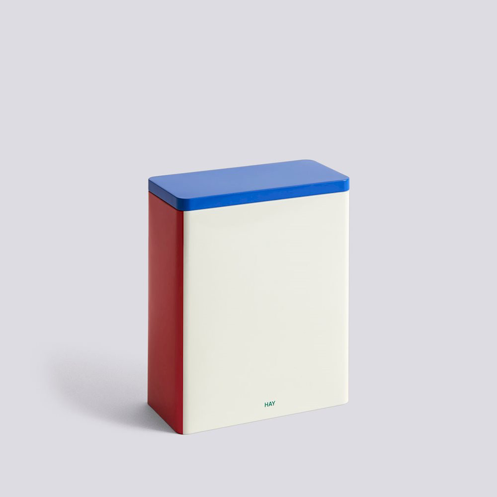 Tin Container - Large Off White, Red & Blue