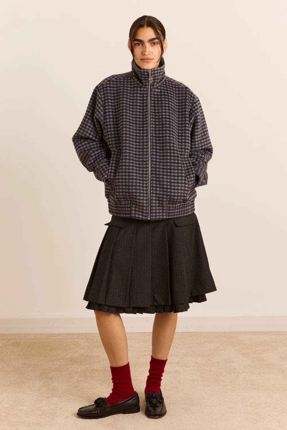 Pixie Wool Bomber - Willow Gingham