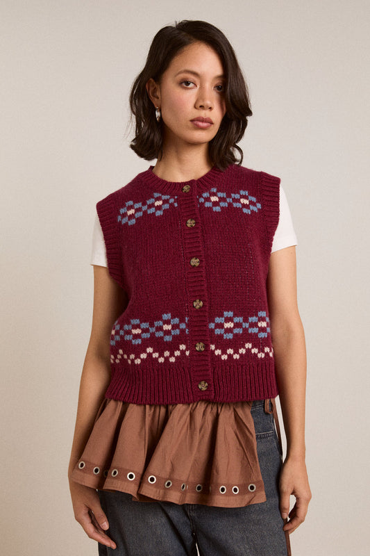 Sofie Wool Vest - Novelty Intarsia