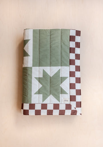 Quilted Cotton Throw - Celestial Checkerboard