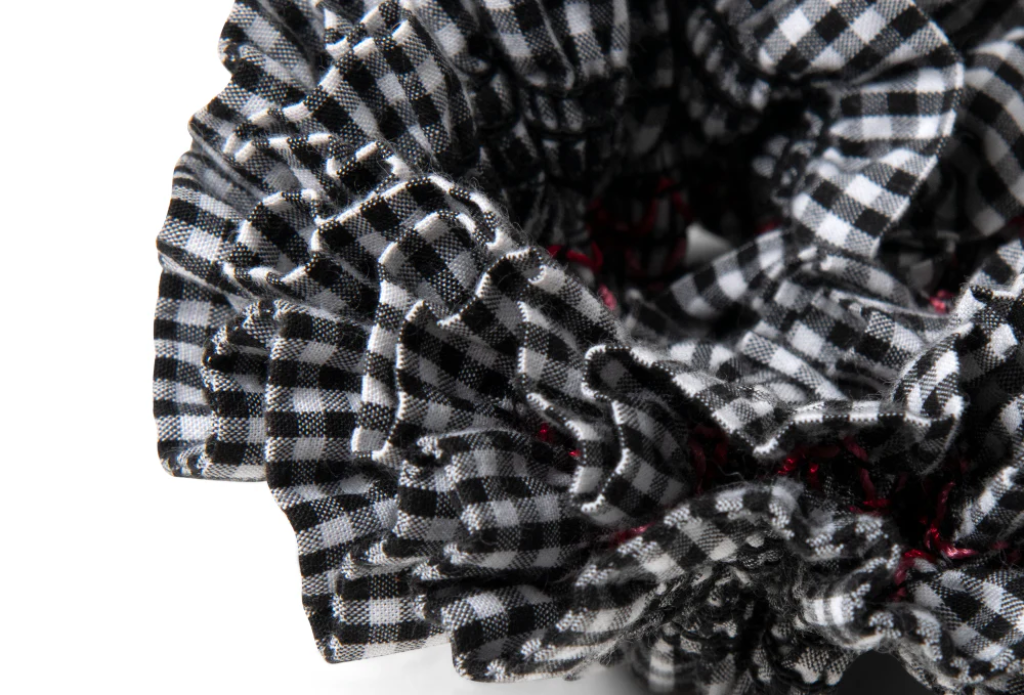 Garter Scrunchie Gingham - Black & Ecru