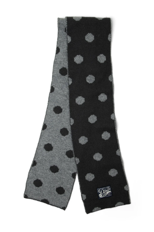 Merino Wool Reversible Scarf - Grey Spot