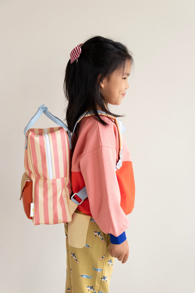 Backpack Medium Envelope - Stripes Coral Pink & Sandy