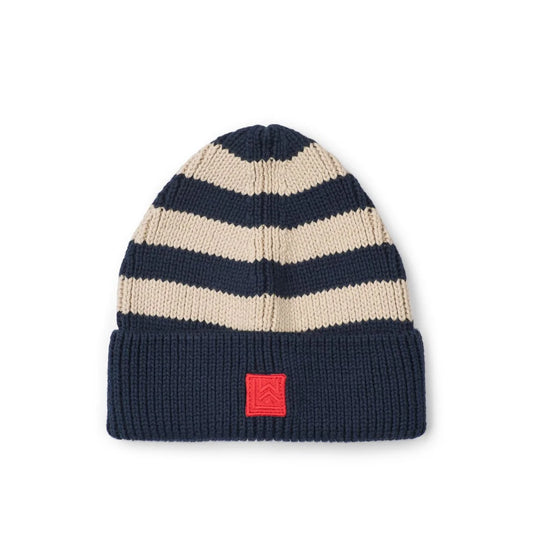 Ezra Beanie - Classic Navy & Cream Stripe