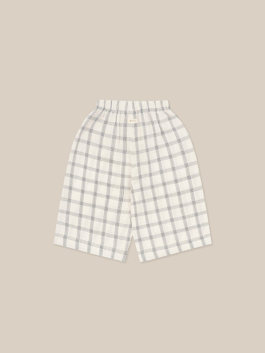 Navy Window Check Wide Leg Pants