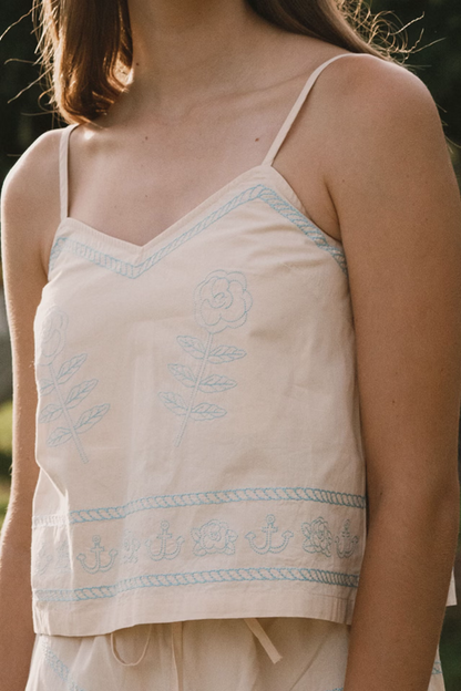 Embroidered Off Light Cream
