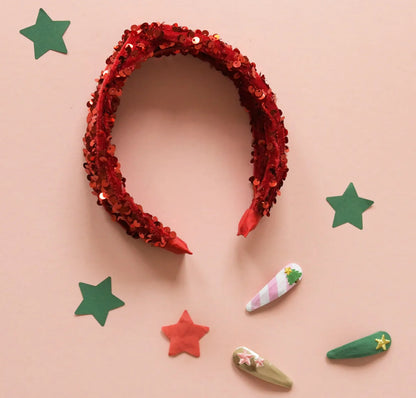 Red Sequin Velvet Headband