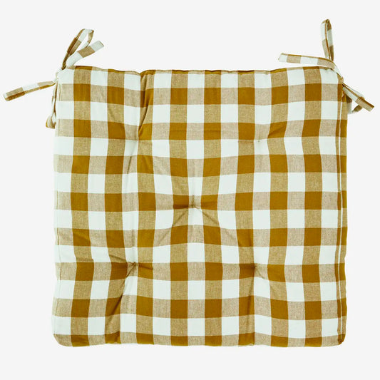 Checked Cotton Chair Pad