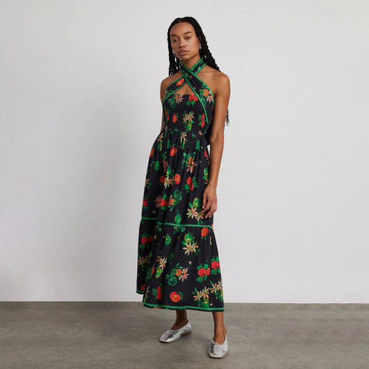Pia Midi Dress - Apple Print