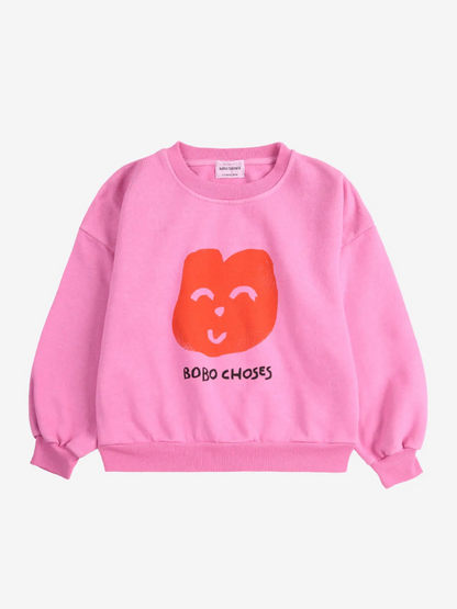 Joyful Face Sweatshirt - Fuchsia