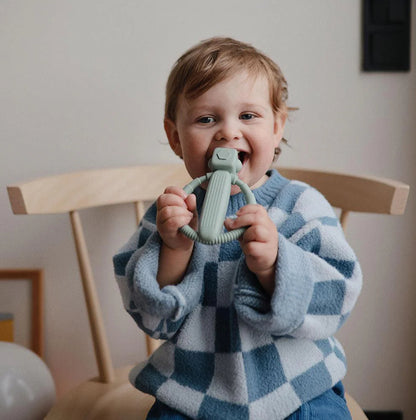 Robot Rattle Teether - Cambridge Blue