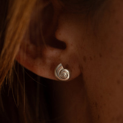 Inanna Spiral Stud Earrings - Silver