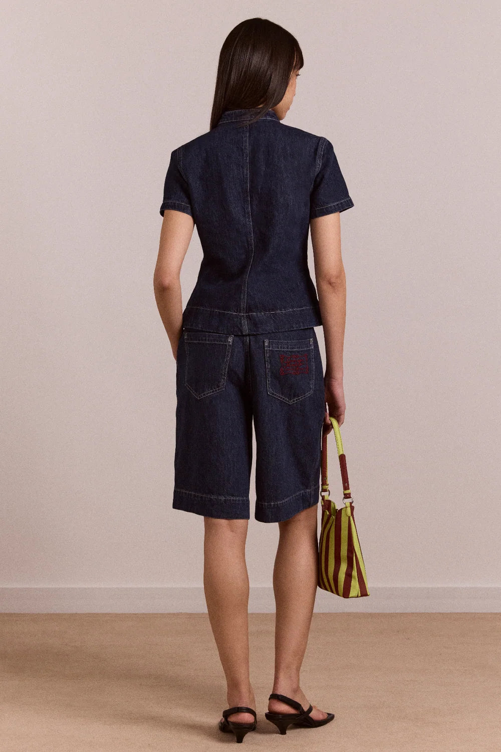 Nelly Button Trim Top - Indigo