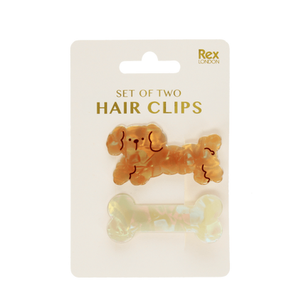 Hair Clips (set of 2) - Dog and Bone