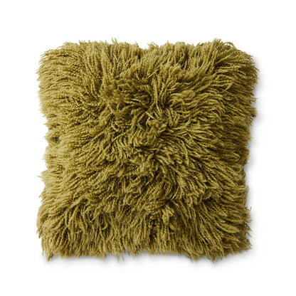 Shaggy Wool Cushion -  Olive