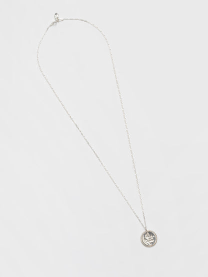Rose Coin Pendant - Stirling Silver