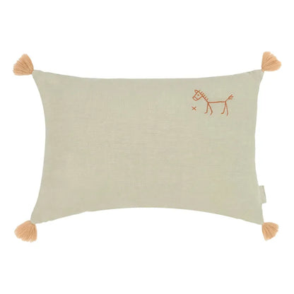 Linen Embroidered Cushion - Matcha