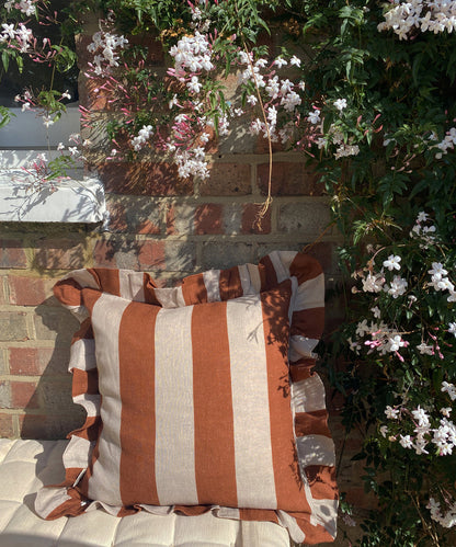 Cinnamon & Oyster Stripe Cushion