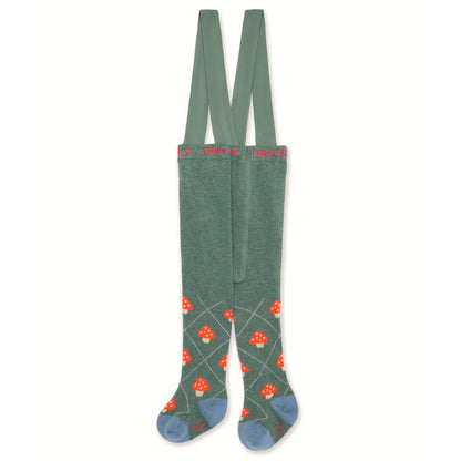 Teal Mushroom Baby Tights