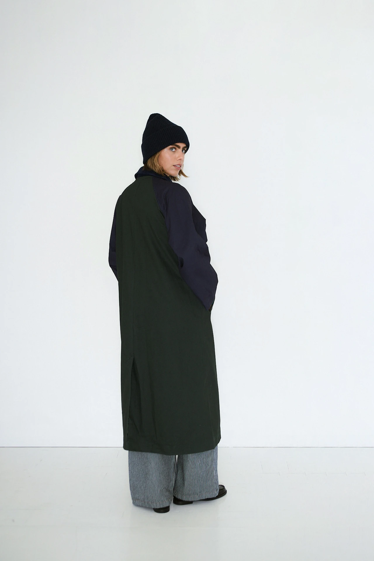 Colour Block Trench Bottle Green