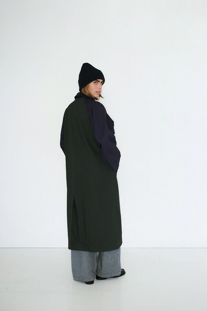Colour Block Trench Bottle Green