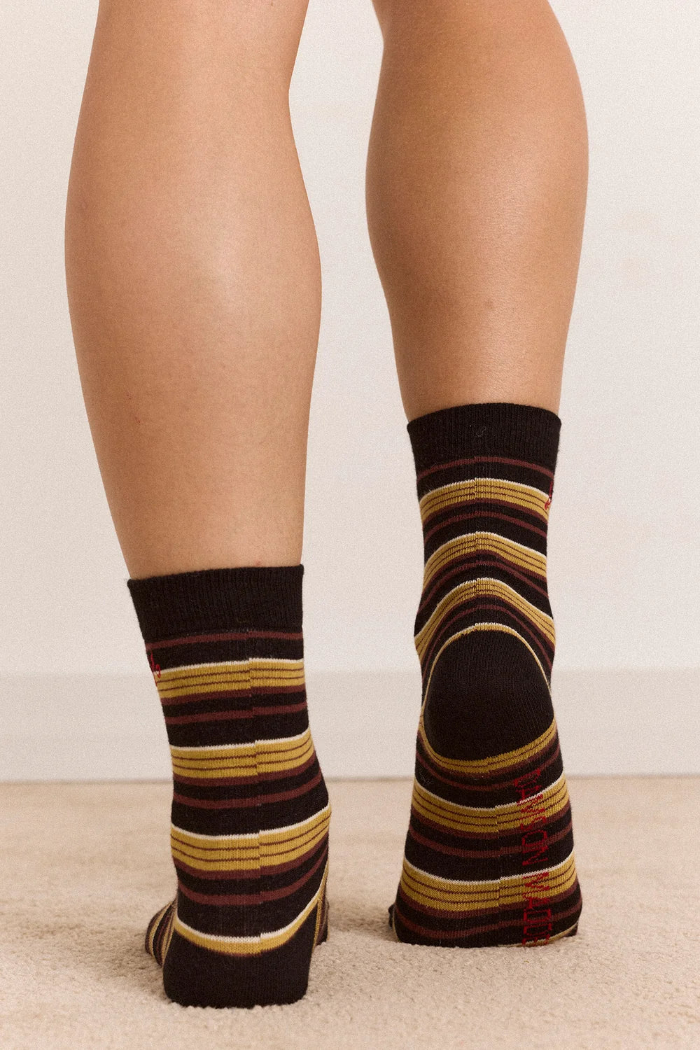 Calf Length Socks- Chestnut Stripe