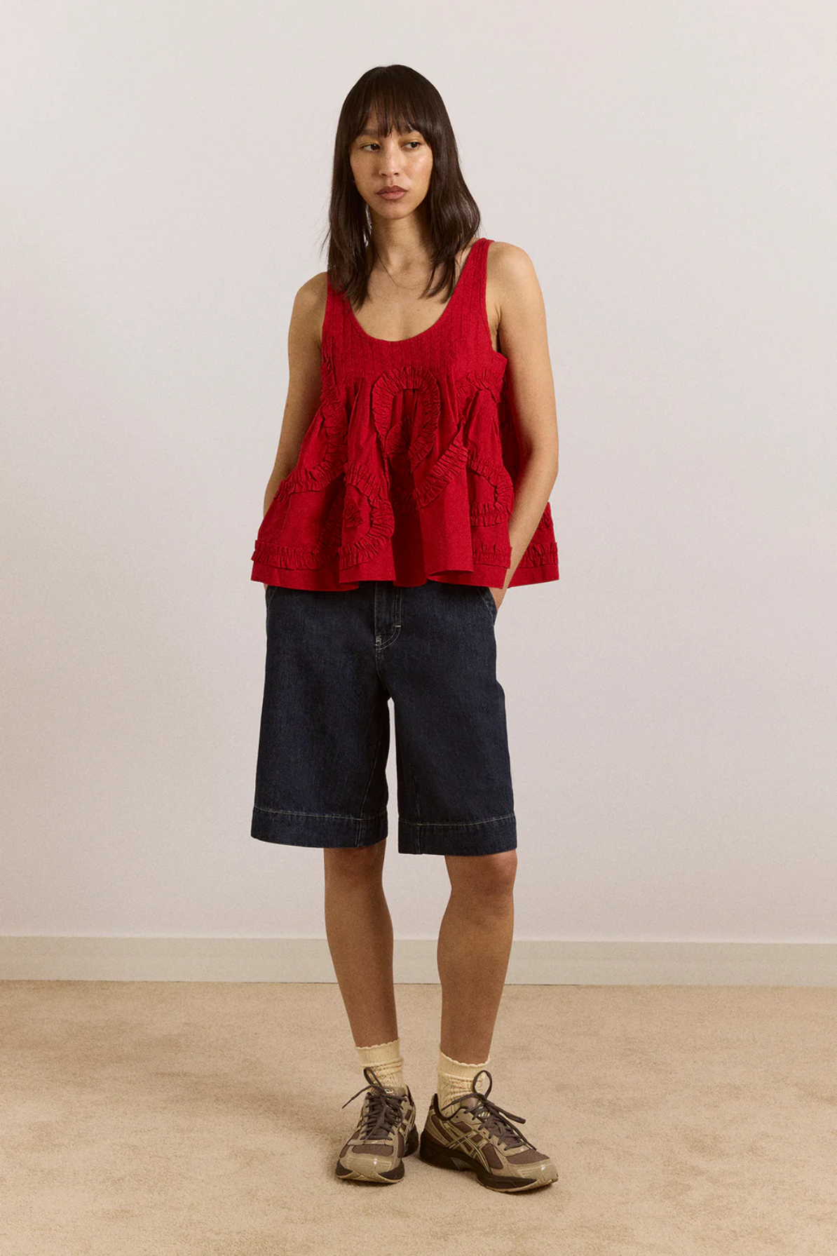 Stella Ruffle Cami - Red